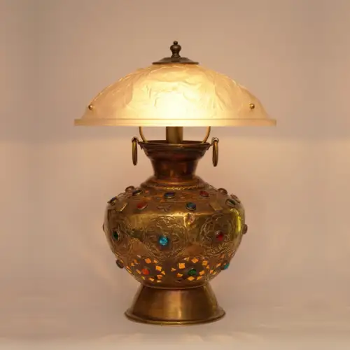 Art Deco Jugendstil Design Tischleuchte "CASABLANCA" Messinglampe Unikat