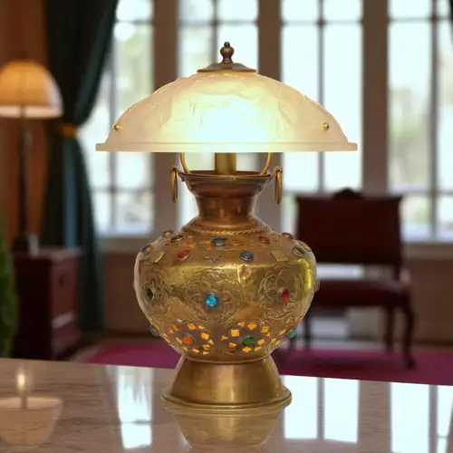Art Deco Jugendstil Design Tischleuchte "CASABLANCA" Messinglampe Unikat