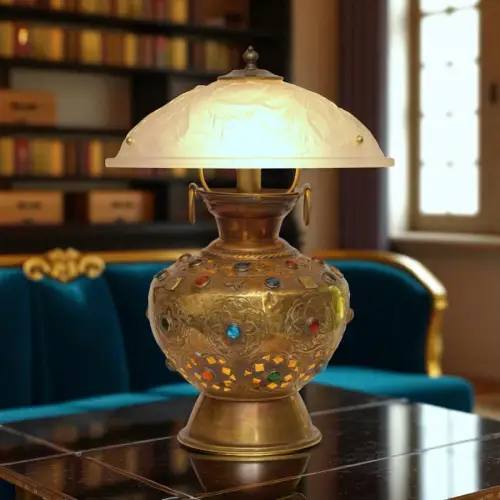 Art Deco Jugendstil Design Tischleuchte "CASABLANCA" Messinglampe Unikat