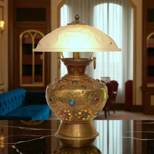 Art Deco Jugendstil Design Tischleuchte "CASABLANCA" Messinglampe Unikat