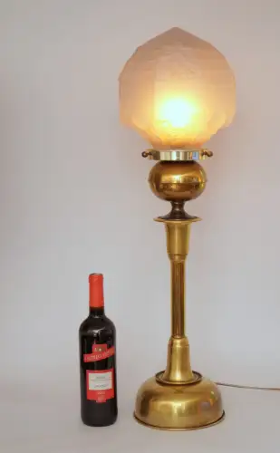 Einzelstück große Art Déco Design Tischleuchte "SUNDERLAND ACORN" Messinglampe