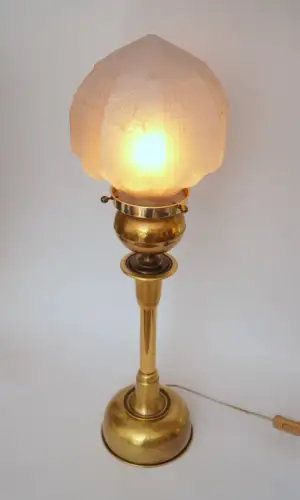 Einzelstück große Art Déco Design Tischleuchte "SUNDERLAND ACORN" Messinglampe