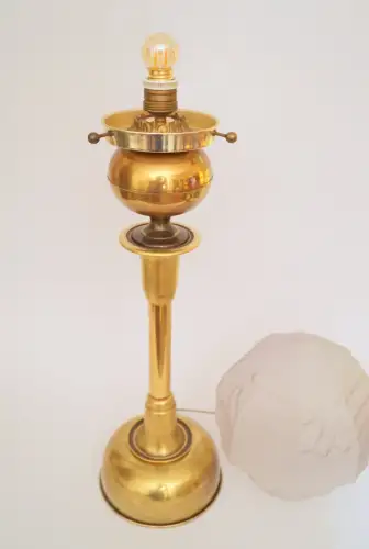 Einzelstück große Art Déco Design Tischleuchte "SUNDERLAND ACORN" Messinglampe