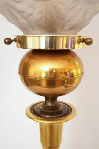 Einzelstück große Art Déco Design Tischleuchte "SUNDERLAND ACORN" Messinglampe
