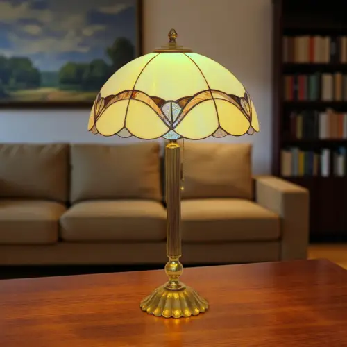 Wunderschöne Art Deco Design Tiffany Tischleuchte Messinglampe "PINKY" Unikat