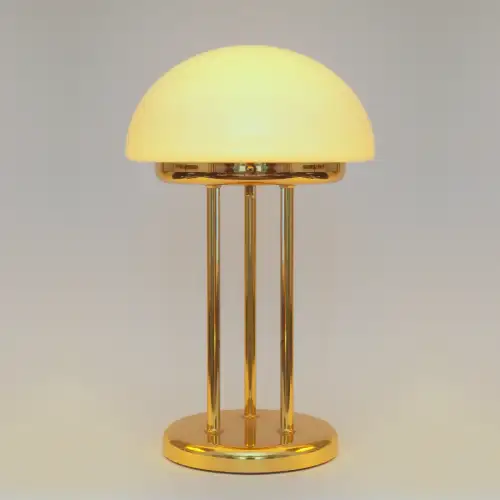 Art Déco Pilzlampe Bankerlampe "TRIPOD SAUCERS" Messinglampe Tischleuchte