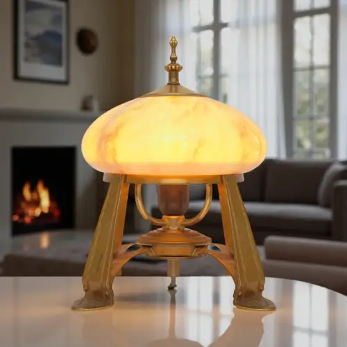 Art Deco Design Messinglampe "KOPENHAGEN" Sammler Tischleuchte Schreibtischlampe