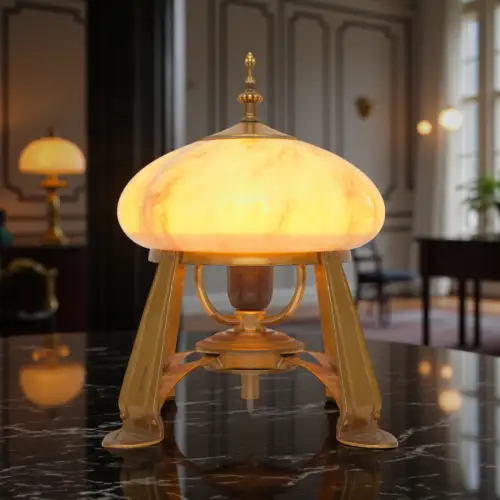 Art Deco Design Messinglampe "KOPENHAGEN" Sammler Tischleuchte Schreibtischlampe