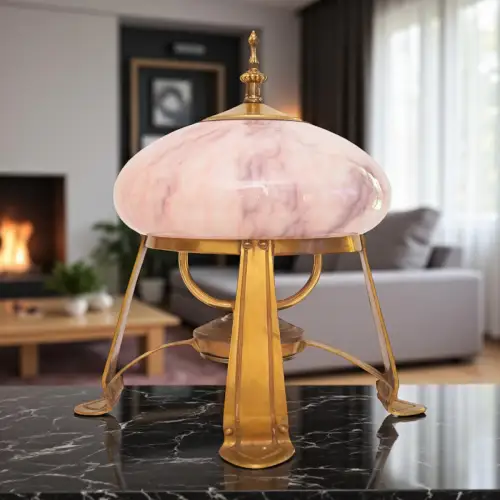 Art Deco Design Messinglampe "KOPENHAGEN" Sammler Tischleuchte Schreibtischlampe