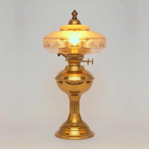 Design Unikat Art Déco Tischleuchte "QUERENBURG" Messinglampe Tischlampe