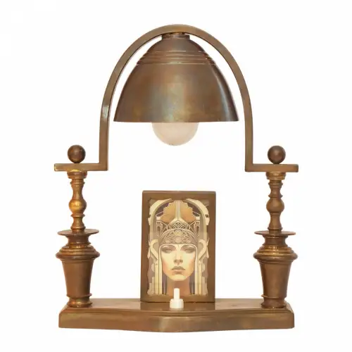 Französische original Art Déco Tischleuchte "DÔME LUMINEUX" Messing 1920