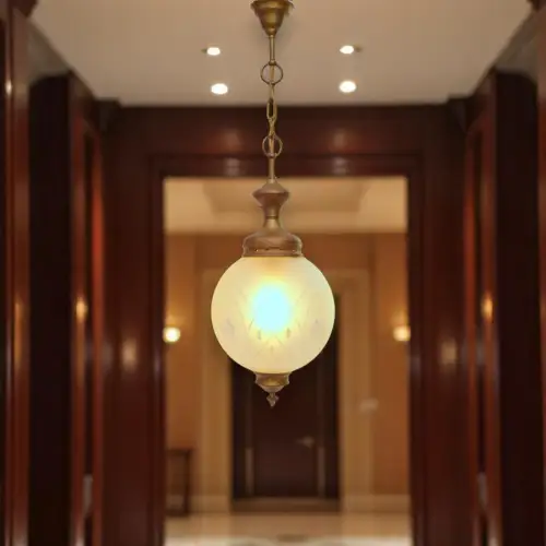 Art Déco Deckenleuchte Hängelampe "GOLDEN GLOBE" Messinglampe