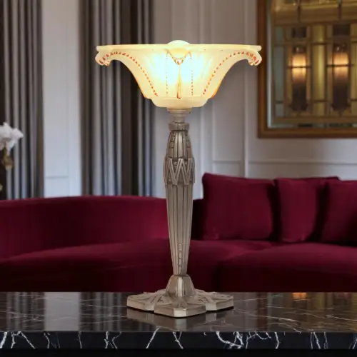 Original French Type Déco Table Lamp " Guèron " 2 Piece Vfgbr.