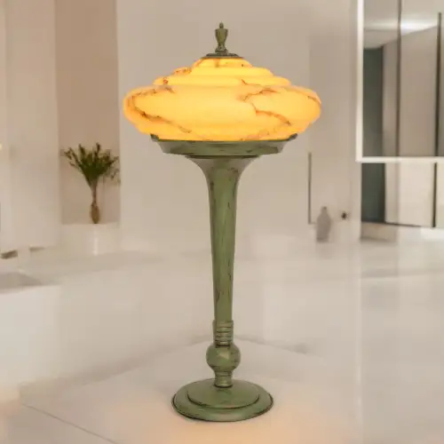 Large Art Deco Table Lamp "RESEDA" Unique Piece Table Light One Of A Kind Lamp