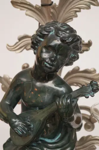 Size Art Nouveau Wall Lamp " Green Cherub " Putto Angel