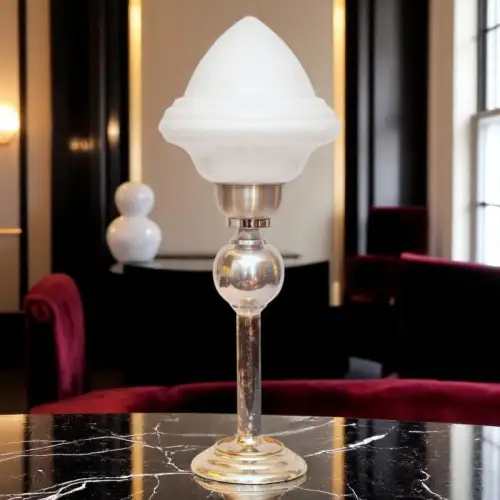 Pièce Unique Type Déco Design Table " Silver Ombre " Bauhaus Mid-Century Lampe