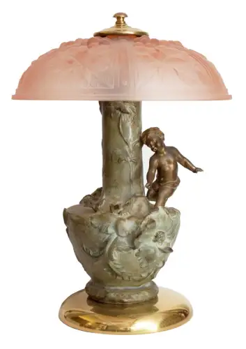 Art Nouveau Lamp Light " Angel Bird " Collector's Item Table Lamp