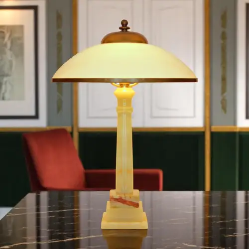 Large Art Deco Cabinet Light "PAKISTAN SALON" Onyx Unique Table Lamp