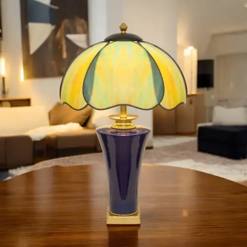 Art Nouveau Country House Table Lamp " Sonora Valley " Tiffany Unique 27 5/8in