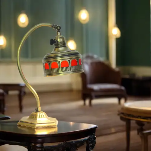 Original Art Nouveau Art Deco Brass Lamp " Belfast " 1920 Table Lamp