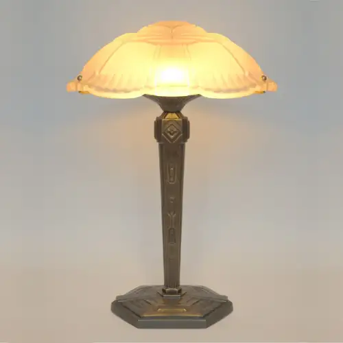 Sehr elegante Art Déco Prunkleuchte "RENNES" Unikat Einzelstück Bankerlampe