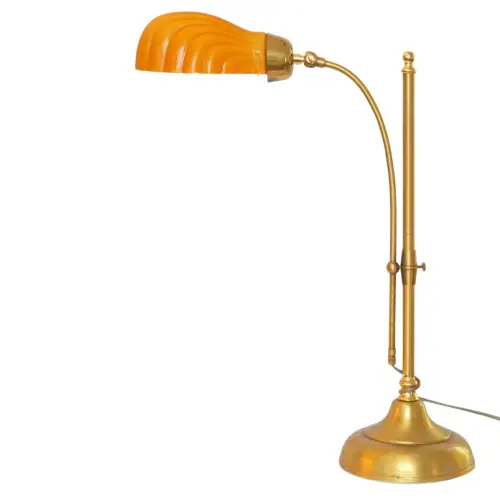Einzigartige Design Art déco Bankerlampe "AMBER SHELL" Einzelstück Messinglampe