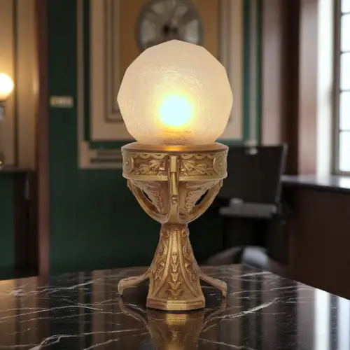 Unikat Art Déco Tischleuchte "NERO'S GLOBE" Einzelstück Tischlampe Empire