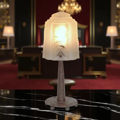 Original Art Deco Tischlampe "SPIRAL" MULLER FRÈRES LUNÉVILLE 1910 gehämmert