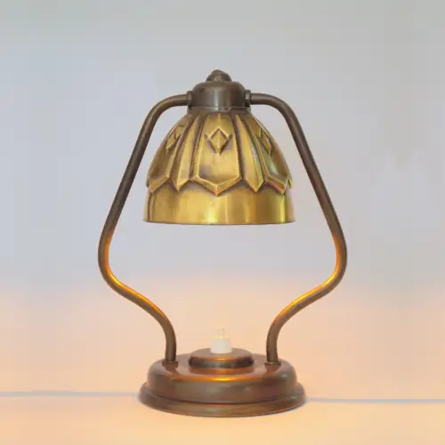 Zierliche original Art Déco Tischleuchte "DÈCO BELL" 1920er Messinglampe