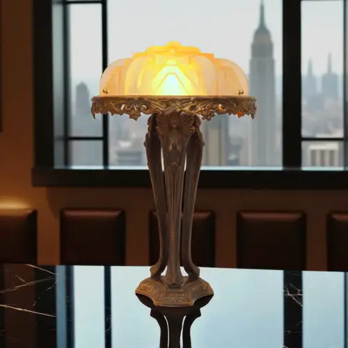 Weltweites Unikat Art Deco Design Tischleuchte "NEW TRINITY" Messinglampe rare