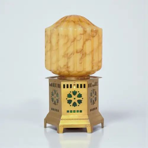 Einzigartige Art Déco Design Tischlampe "ABERDEEN" Tischleuchte Messinglampe