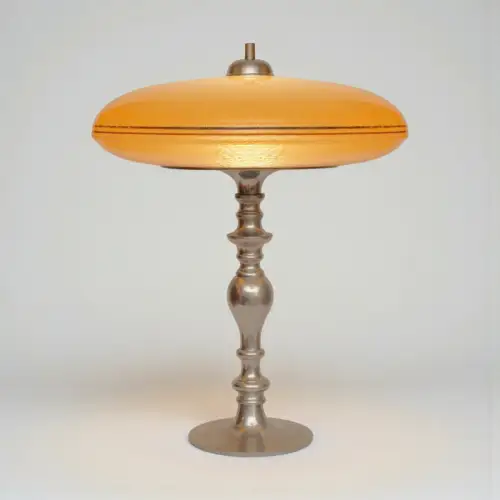 Art Deco Tischlampe "FORBIDDEN PLANET" Unikat Lampe Schreibtisch Bankerlampe