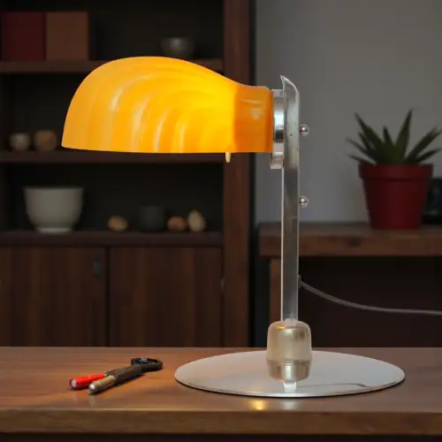 Art Déco Schreibtischleuchte "SILVER SHELL" 1930 Tischlampe