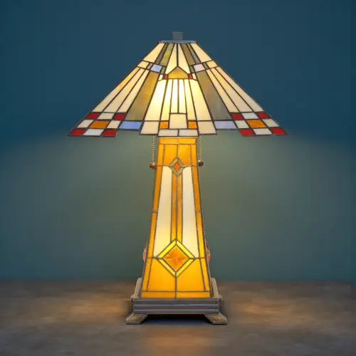 Traumhafte Tiffany Arts & Craft Tischlampe "HUDDERSFIELD" Schreibtischleuchte