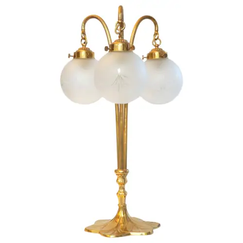 Große Art Déco Bibliotheken- Kontorleuchte "3 SPACES" Messinglampe Berlin Lampe