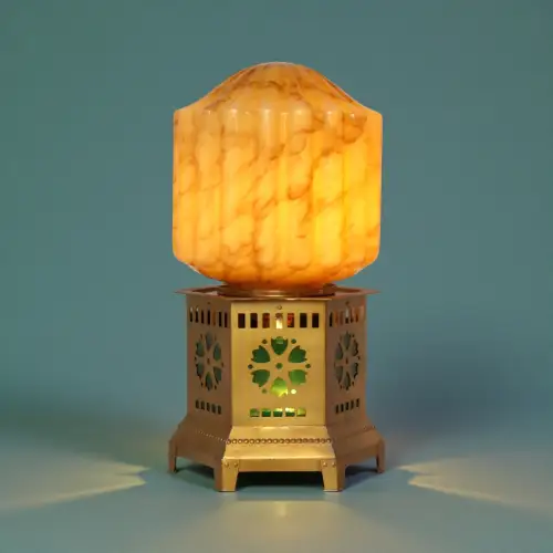 Einzigartige Art Déco Design Tischlampe "ABERDEEN" Tischleuchte Messinglampe