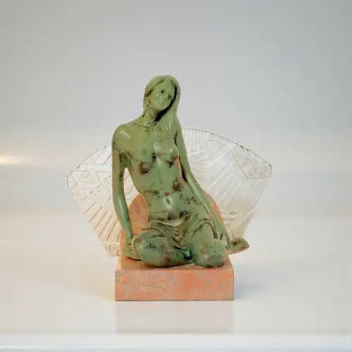 Unikat Art Déco Tiffany Lampe "GREEN MAIDEN" Einzelstück Tischleuchte