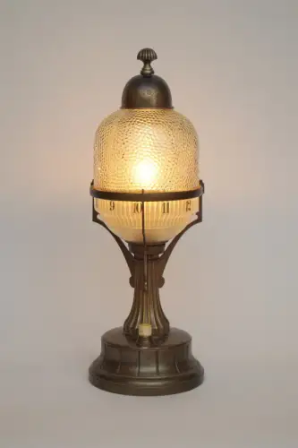 Art Deco Leuchtenuhr "WATCH TOWER" Unikat 1910 Messinglampe einzigartig