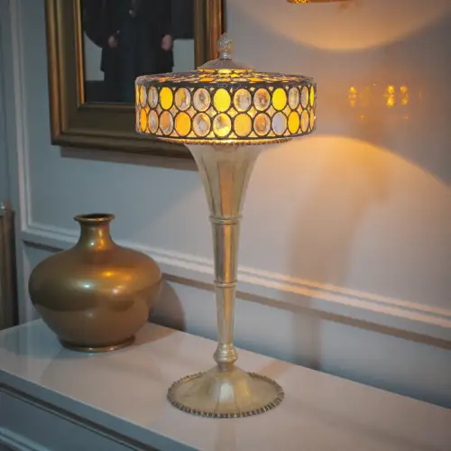 Traumhafte Art Déco Tischleuchte "DUNDEE" Unikat Schreibtischlampe