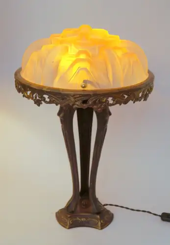 Weltweites Unikat Art Deco Design Tischleuchte "NEW TRINITY" Messinglampe rare
