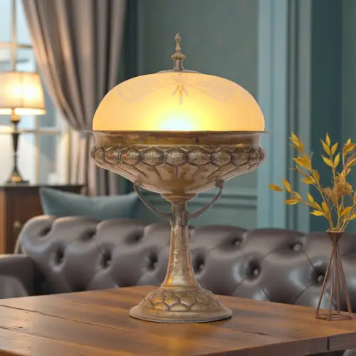 Traumhafte Art Nouveau Tischleuchte "FRUIT BOWL" Unikat 1900 Tischlampe Messing