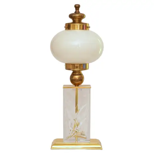 Landhaus Design Tischleuchte "HANSE" Messinglampe Unikat Nachtmann Kristall