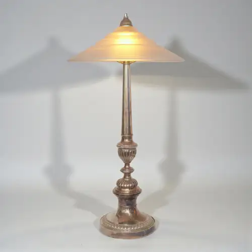 Art déco Tischlampe "LIVERPOOL SILVER" Einzelstück Messing versilbert