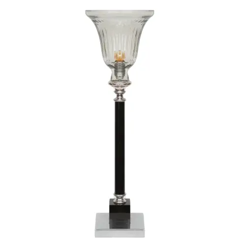 80er Jahre Design Art Deco Tischleuchte "MAZDA TOWER" Unikat geschliffen 72 cm