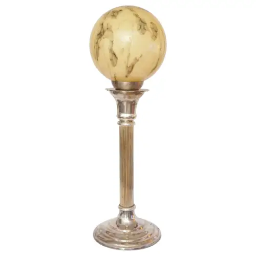Sehr elegante Art Déco Tischleuchte "FLORIS GLOBE"  Unikat Messinglampe Berlin
