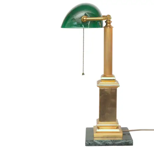 Elegante Art Déco Bankerlampe "FRANKFORT TOWER" Messinglampe Unikat