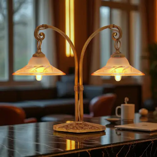 Einzigartige original Art Deco Design Tischleuchte "BLIND SIDE" Messinglampe