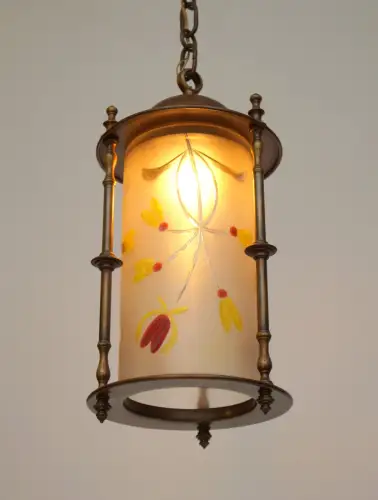 Art Nouveau Jugendstil Hängeleuchte "PARIS APRICOT" Deckenlampe Messinglampe