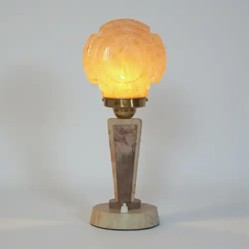 Seltene original Art Déco Tischleuchte "KAMEL PRAHA" 1930 Marmor Schreibtisch