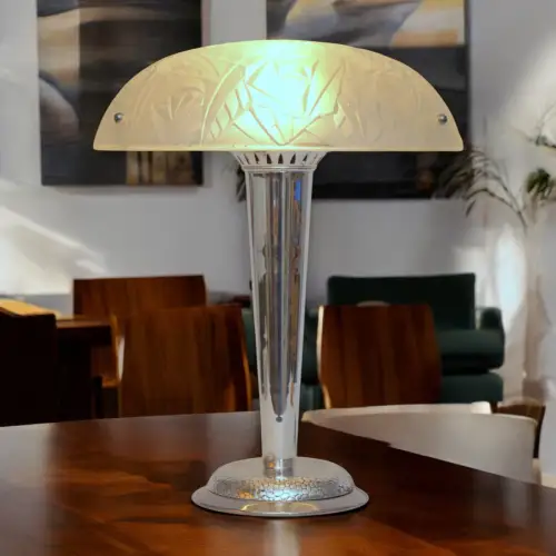 Klassische Art Déco Tischleuchte "SILVER STAR" Unikat Tischlampe Schreibtisch